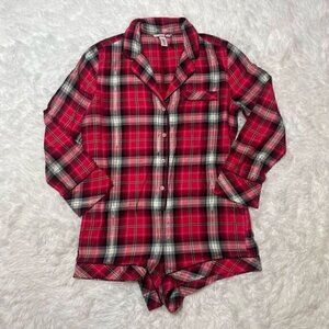 Victorias Secret Flannel Romper Lounge Pajama Sleep PJ Size S